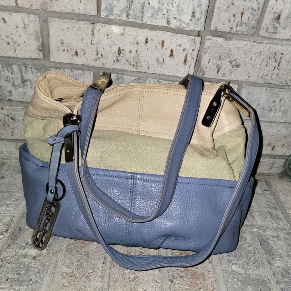 B. Makowsky tri color leather handbag